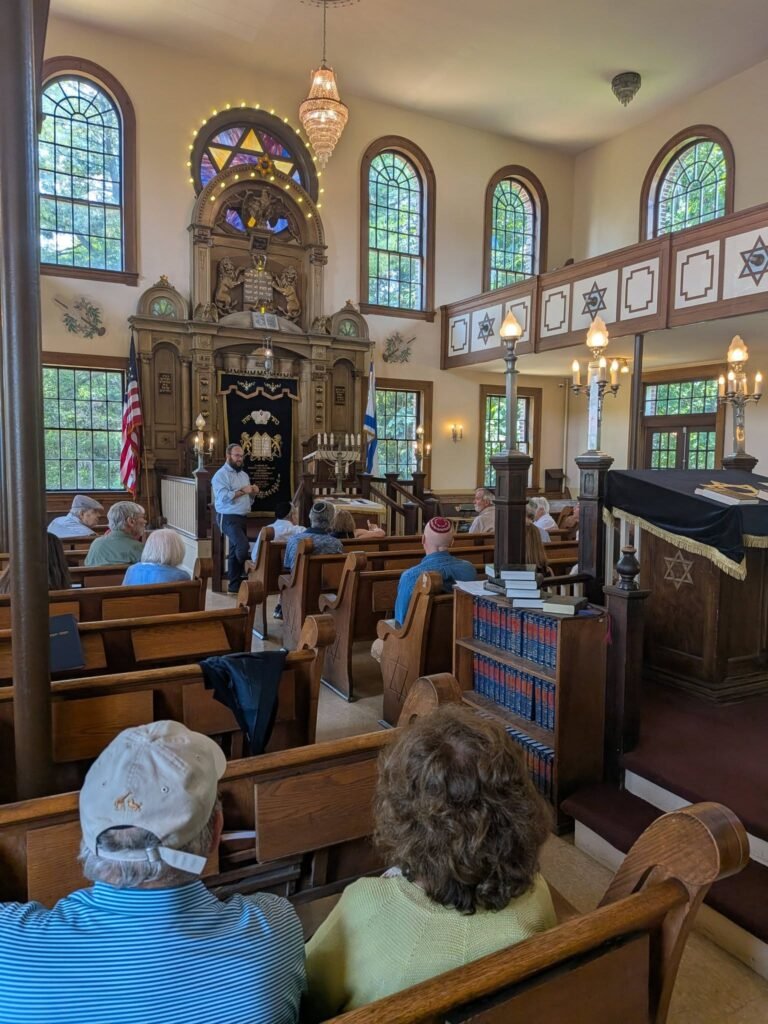 Image inside a synagogue, from our lecture the New Haven Shtetl, 2026 